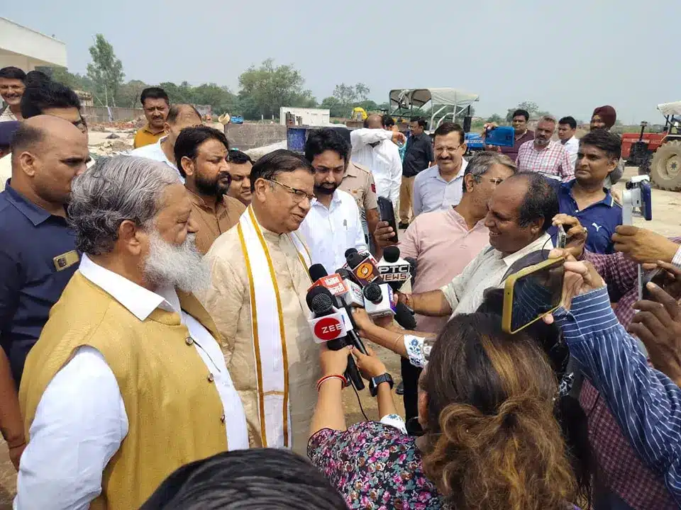 Dr Kamal Gupta and Anil Vij at Ambala Domestic Airport Site